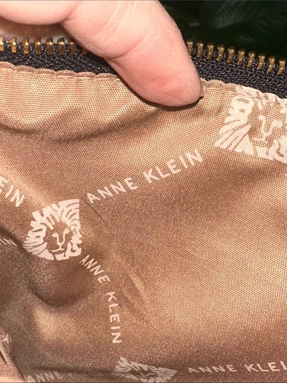 Anne Klein Leopard Print Wristlet Black and Tan with Gold Hardware NWOT
